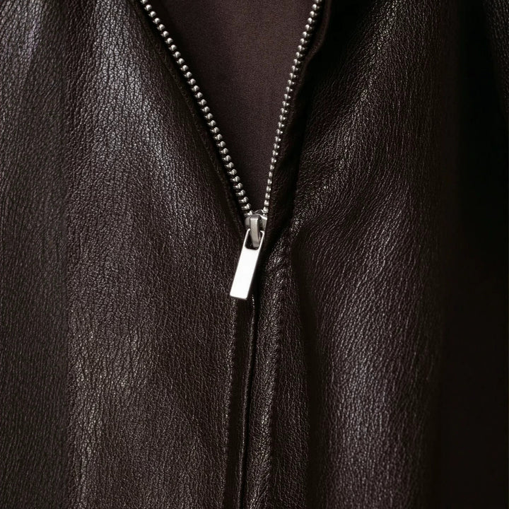 Women's Oversize Jacket in Leather Look with High Funnel Collar, Raglan Sleeves and Drawstring Hem Amarae