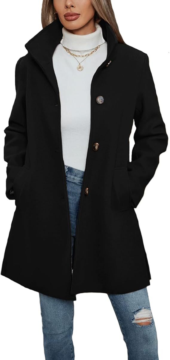 Women's Elegant Wool Coat with High-Collar and Practical Pockets Lune London