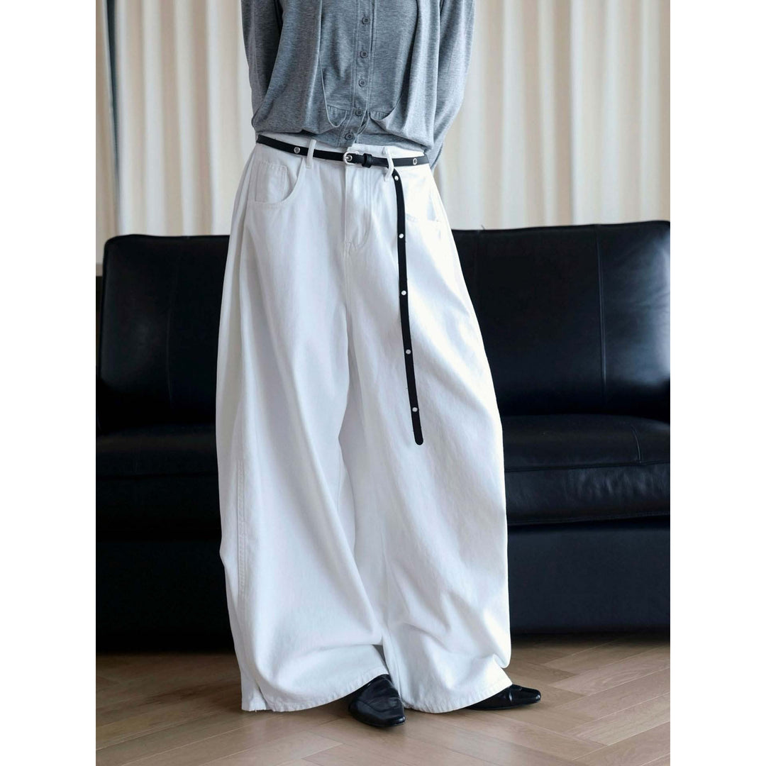 Women's baggy pants made of cotton denim with a high waist and wide leg Amarae