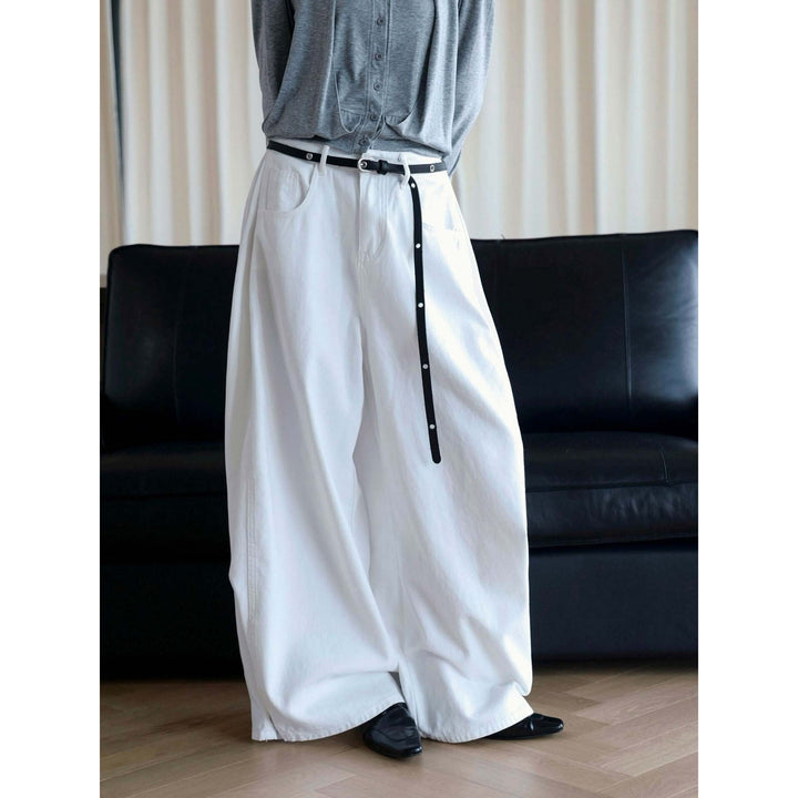 Women's baggy pants made of cotton denim with a high waist and wide leg Amarae