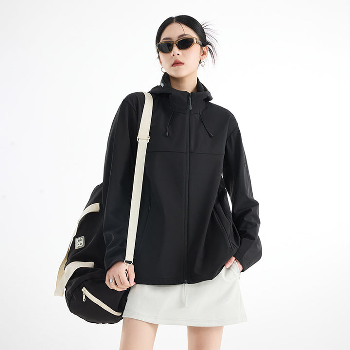 Women's Breathable Softshell Rain Jacket with Hood, Windproof and Minimalist Tech Look Amarae