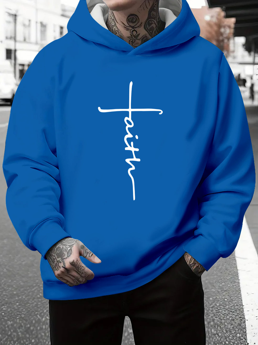 Men's hoodie with a subtle gradient of colors and an inspiring inscription Amarae
