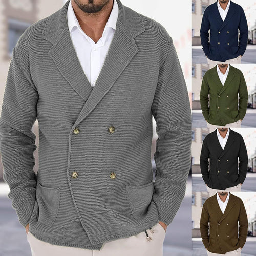 Men's knitted jacket with double breasting and modern pockets Amarae