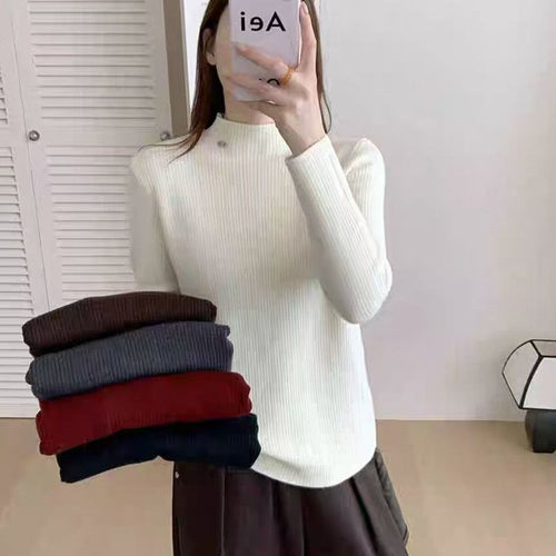 Pull côtelé de haute qualité pour femmes avec col montant Chic & Stil