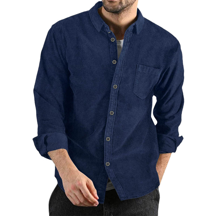 Men's Elegant Cord Shirt with Practical Chest Pocket Amarae