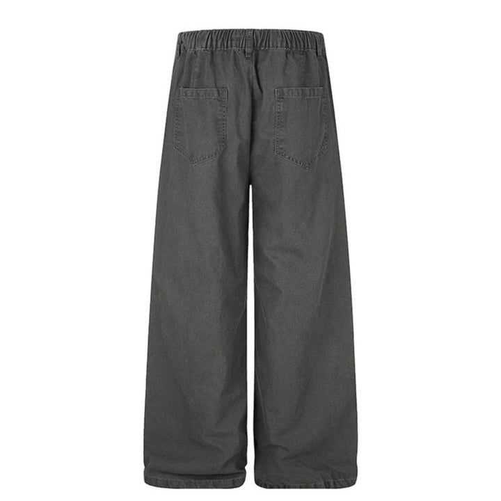 Women's Wide Canvas Cargo Palazzo Pants with Elastic Comfort Waistband and Adjustable Hem