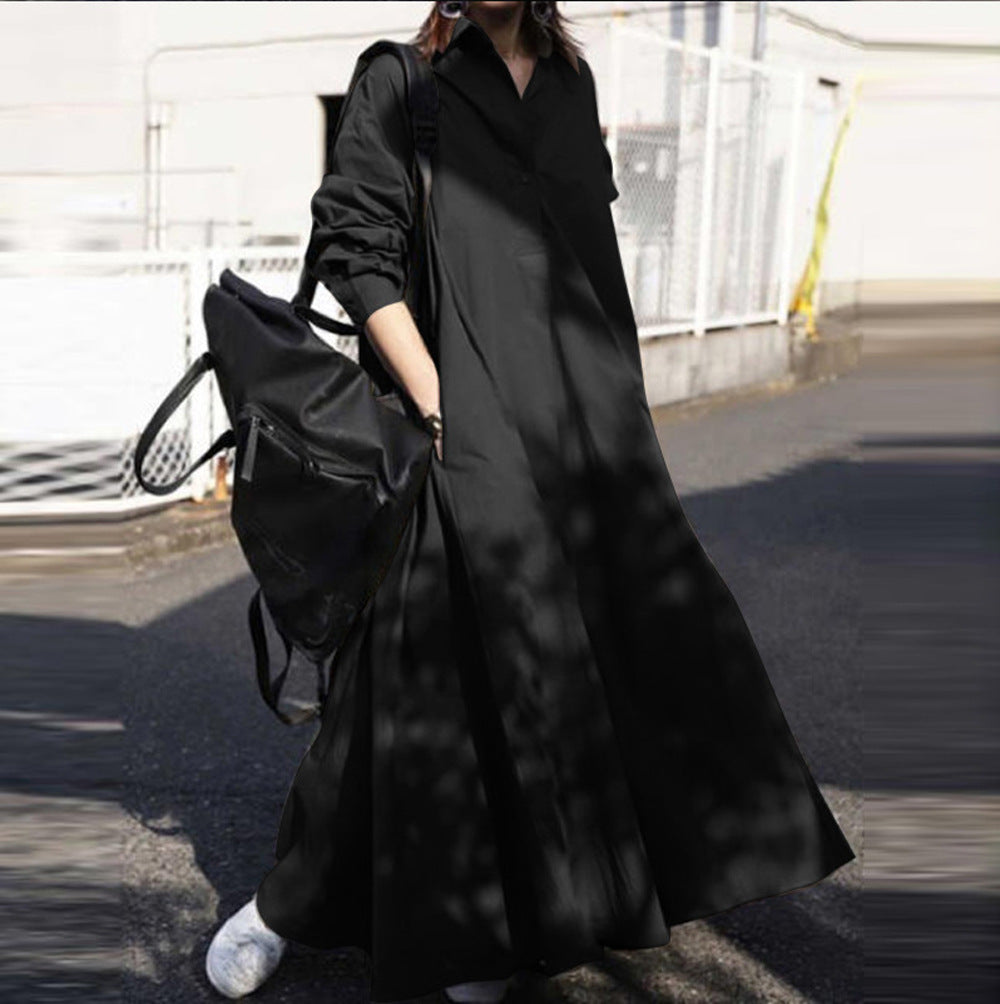 Women's Oversized Shirt Dress in A-Line with Shirt Collar Amarae