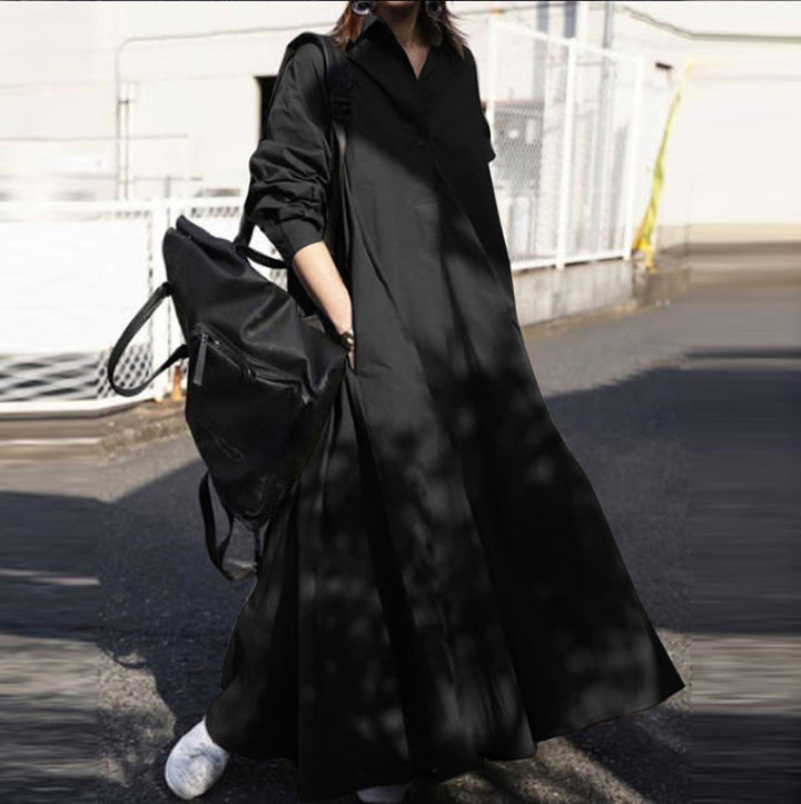 Women's Oversized Shirt Dress in A-Line with Shirt Collar Amarae