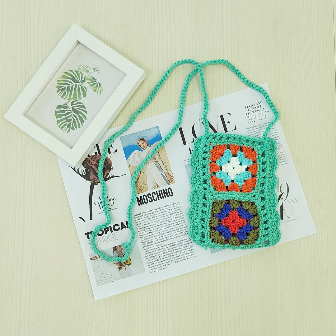 Ladies Colorful Crochet Pattern Shoulder Bag Lune London