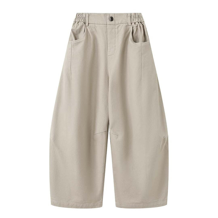Women's high-waisted culotte pants made of cotton twill with a wide comfort waistband and large side pockets Amarae
