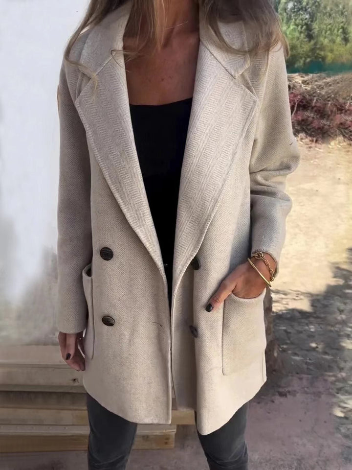 Lune London | Coat - Tailored Fit - Wool Texture - Double Breasted - Classic Lapel