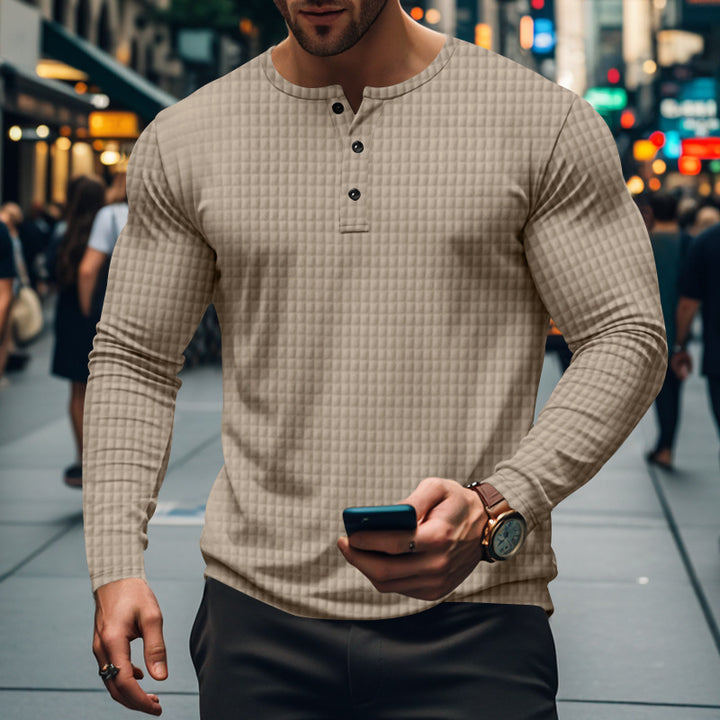 Men's long sleeve shirt with textured design and elegant button placket Chic and style