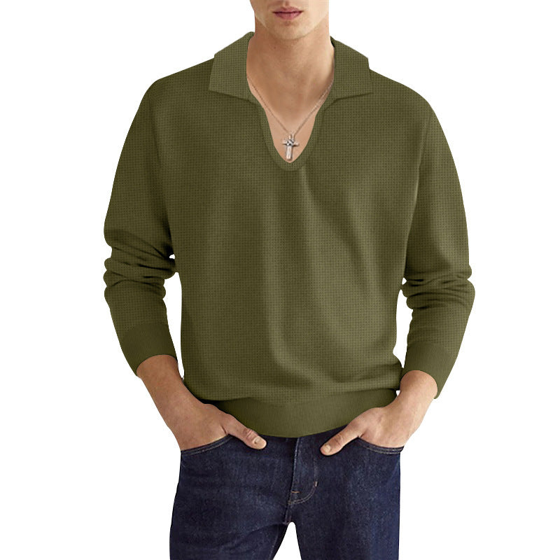 V-neck knitted top for men with structured design Lune London