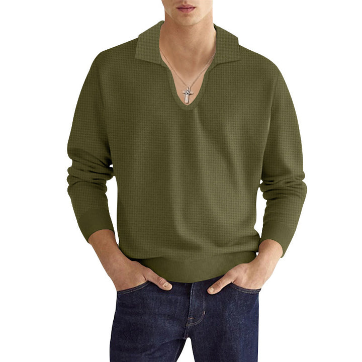 V-neck knitted top for men with structured design Lune London