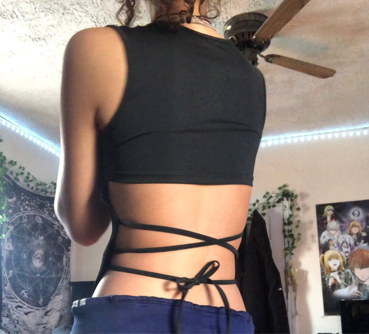 Ladies Crop Top Tie-Back Lune London