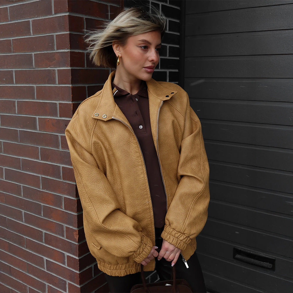 Women’s faux leather jacket with casual fit Lune London