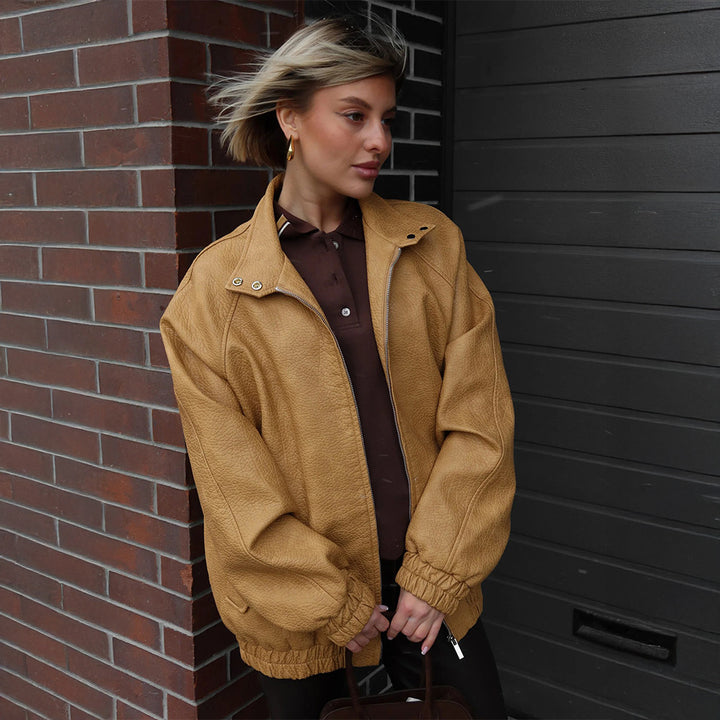 Women’s faux leather jacket with casual fit Lune London