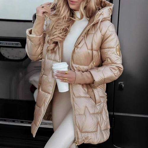 Quilted jacket for women with hood and practical pockets Amarae