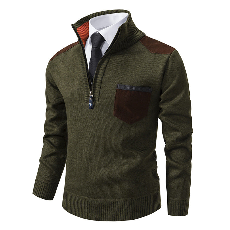 Elegant knitted sweater for men with collar and pockets Lune London