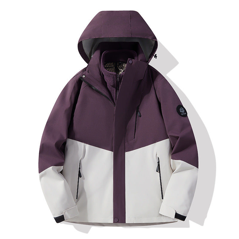 Men's three-layer breathable softshell trekking jacket with integrated fleece collar and adjustable hood Amarae