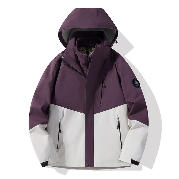Men's three-layer breathable softshell trekking jacket with integrated fleece collar and adjustable hood Amarae