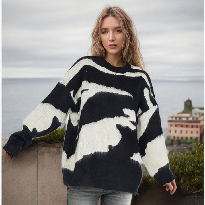 Women chunky knit sweater with graphic pattern Lune London
