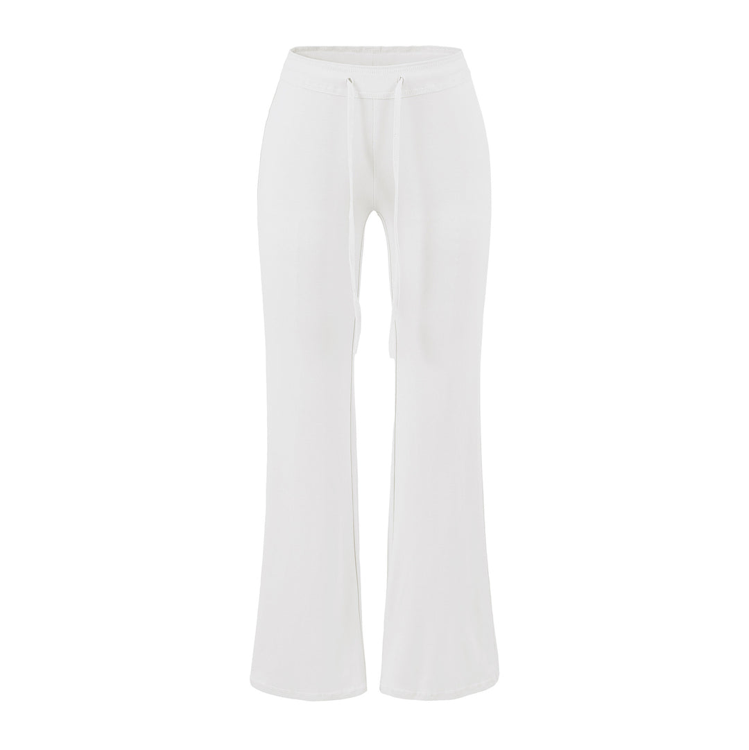 Women's Flowing Jersey Pants with High Waist, Drawstring and Flared Leg Amarae