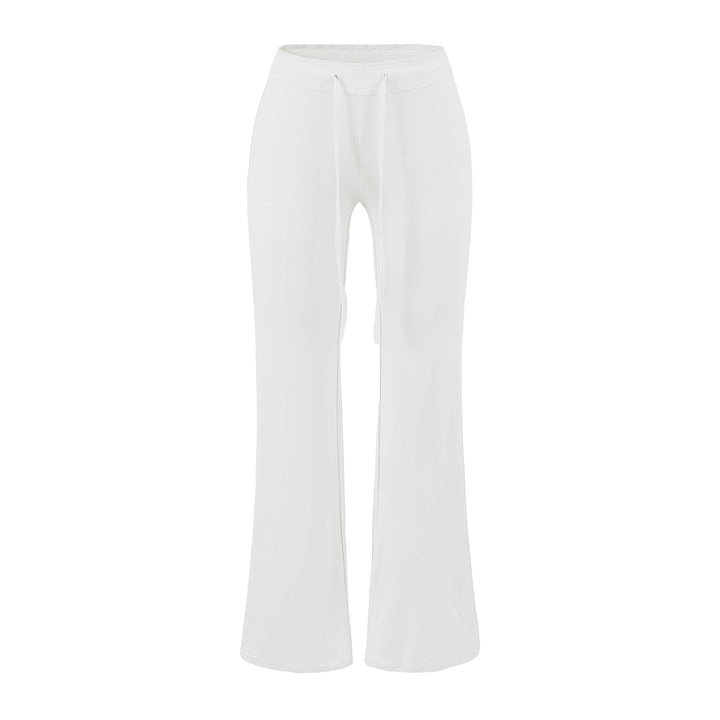 Women's Flowing Jersey Pants with High Waist, Drawstring and Flared Leg Amarae