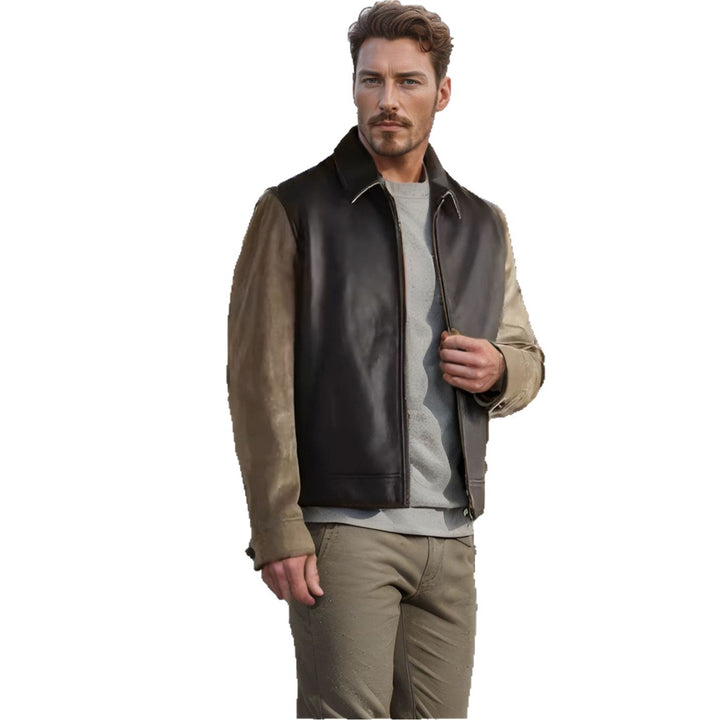 Hybrid leather and corduroy jacket for men Lune London