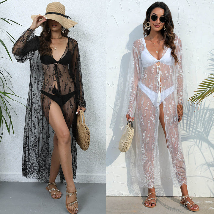 Ladies Transparent Lace Beach Cover Wrap Lune London