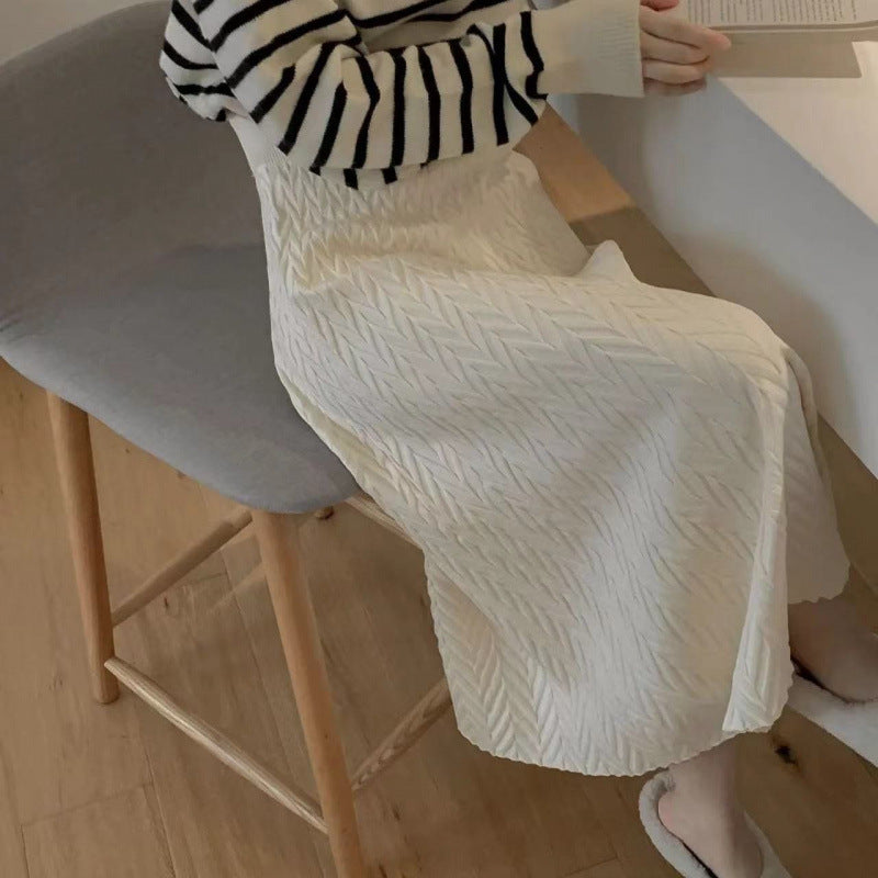 Jupe midi élégante pour femmes avec motif en chevrons texturé Chic & Stil