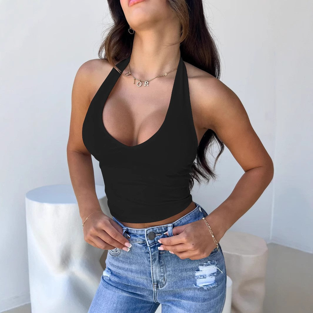 Women's one-sided cross-cut halter top Lune London