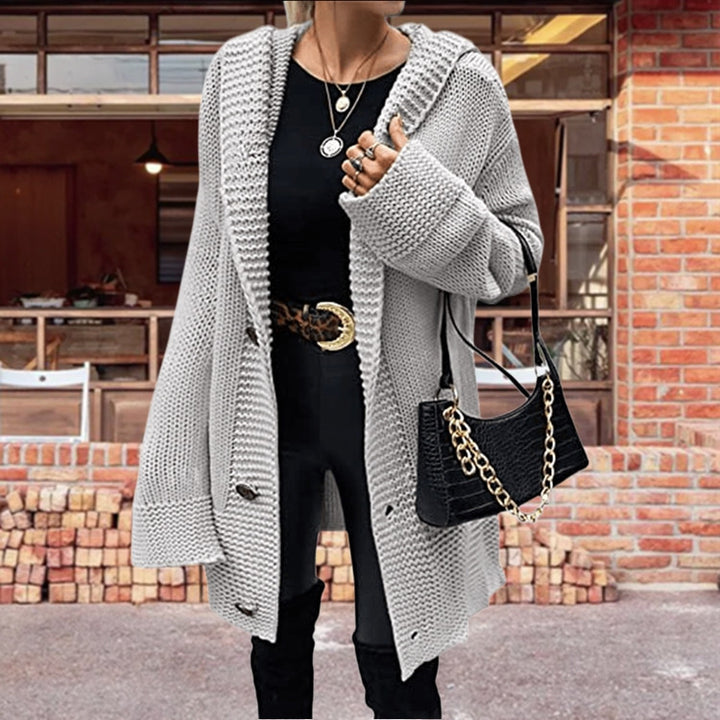 Ladies Thick Knit Cardigan with a relaxed fit and modern button details Lune London