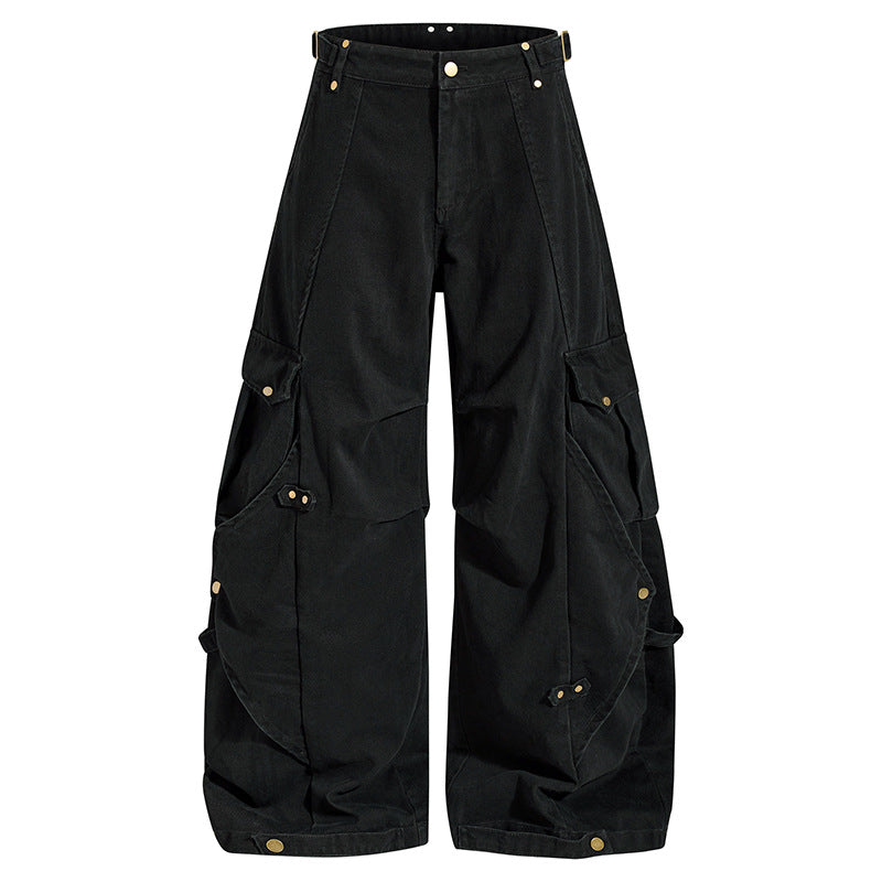 Women wide cargo culotte pants with adjustable straps, large flap pockets, and balloon silhouette Amarae