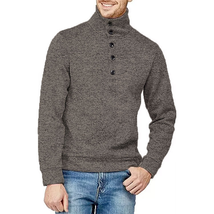 Men's High-Quality Sweater with High Neck and Button Detail Lune London