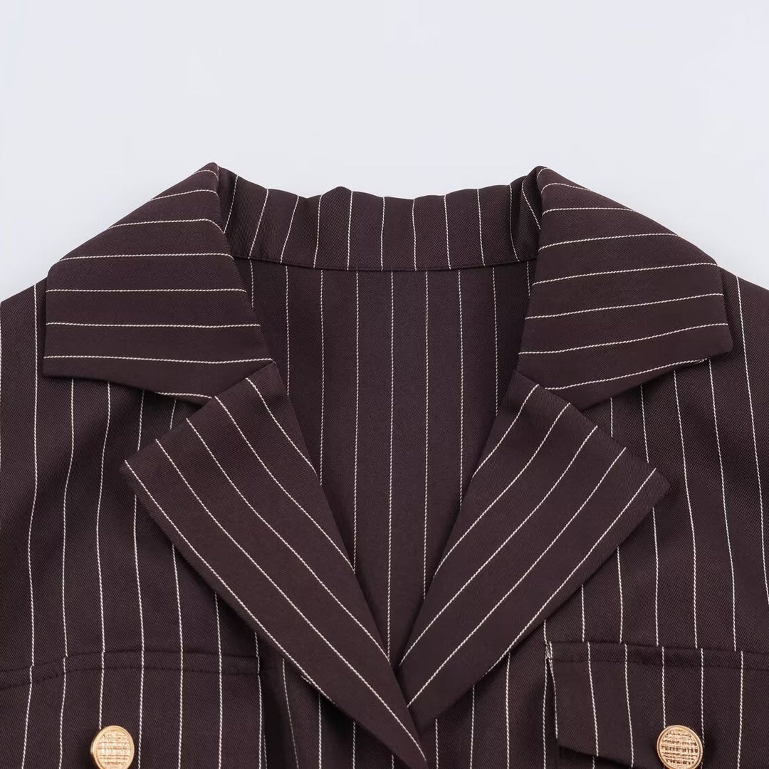 Women’s shirt dress in pinstripe look with waist belt Amarae