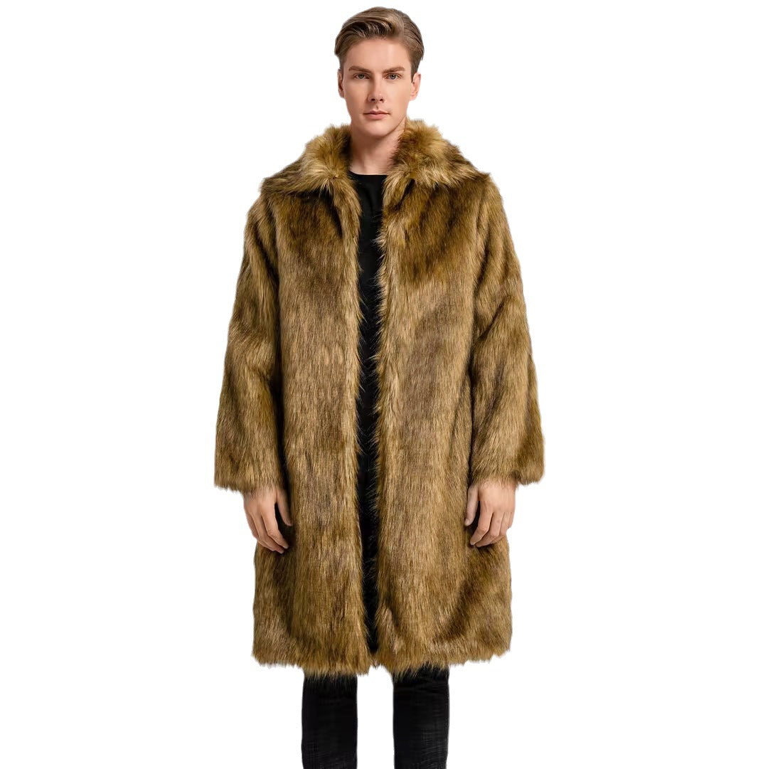 Luxury faux fur coat for men with hood Lune London