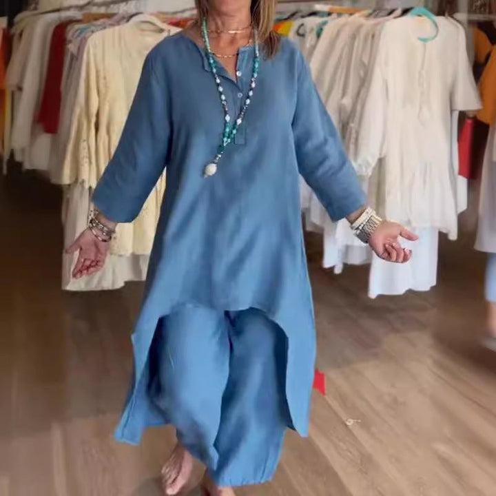 Lune London | Solid Color Leisure Suit Made of Linen for Women