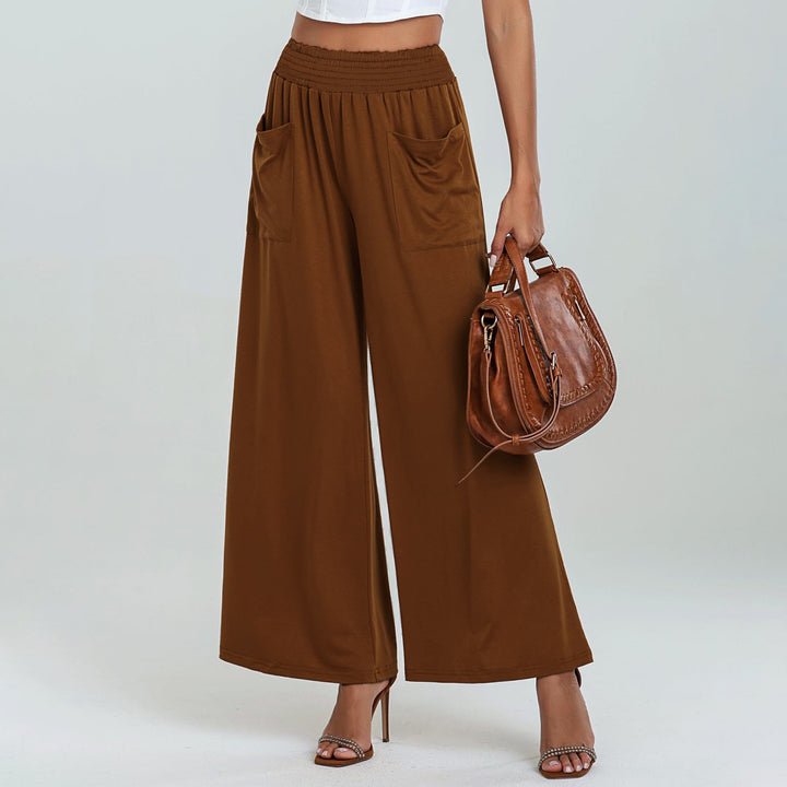 Women's Palazzo Pants with a Loose Fit, Elastic Waist and Convenient Pockets Lune London