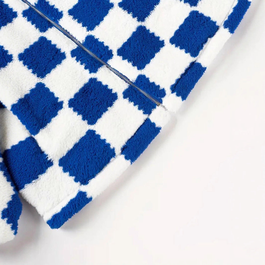 Soft jacket for women with a modern check pattern Lune London