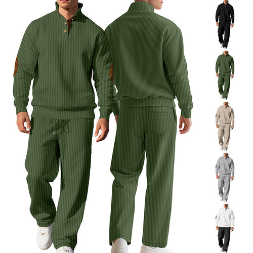 Men's sporty sweatshirt with an innovative button placket design and chic and stylish accents