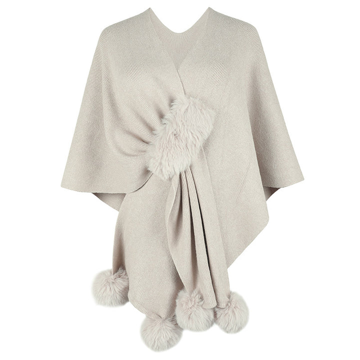 Elegant poncho for ladies with luxurious faux fur trim Lune London