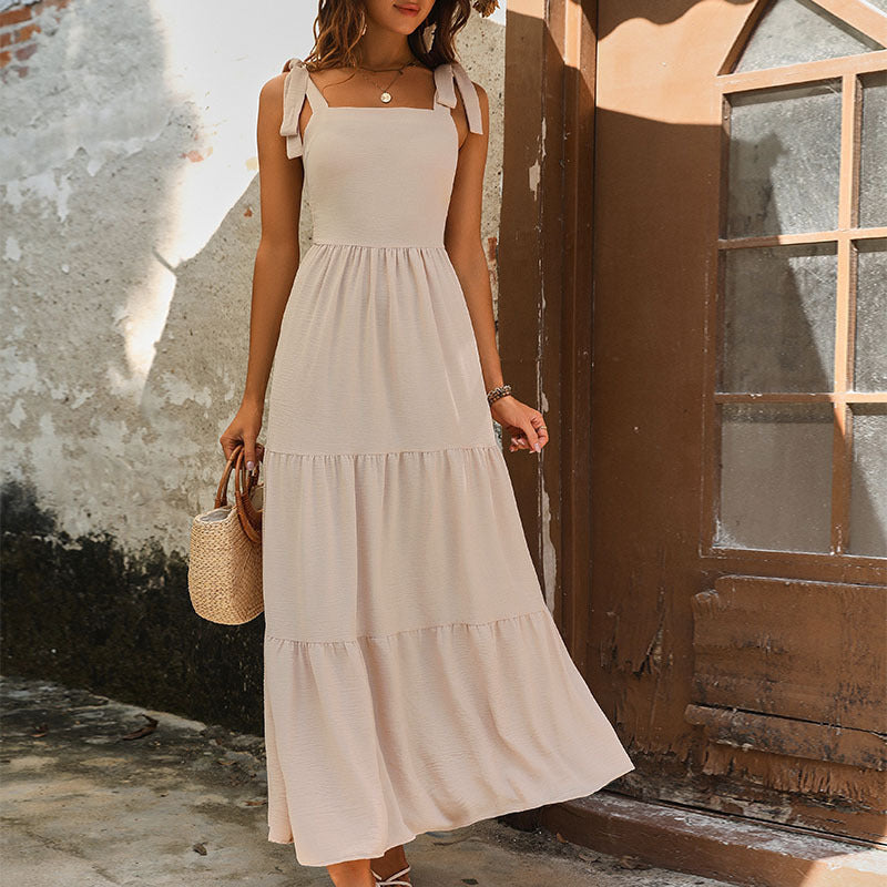Maxi dress with tiers for women with adjustable straps Lune London