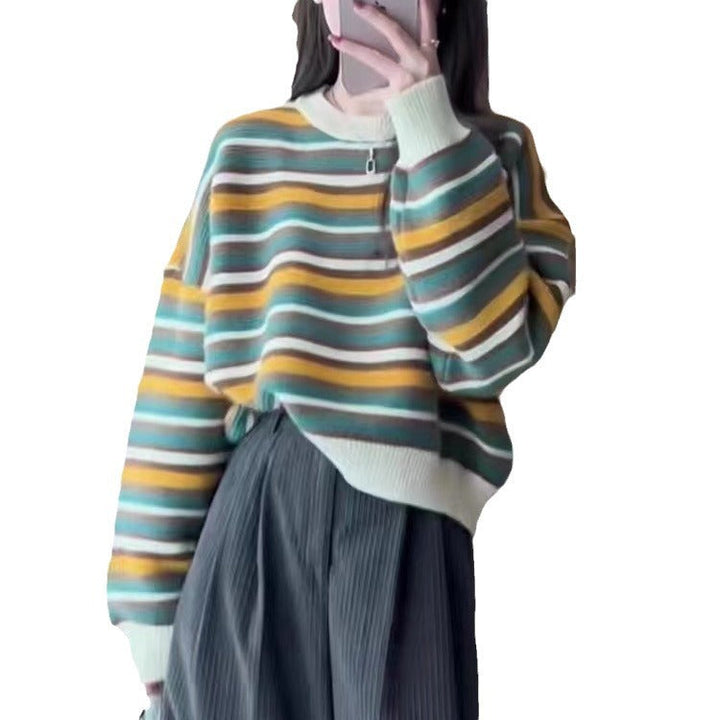 Striped knit sweater for women with a loose fit and modern details Lune London