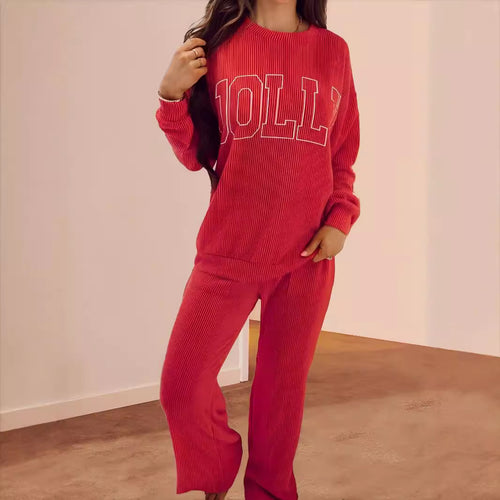 Casual striped set for women with print and wide legs Amarae