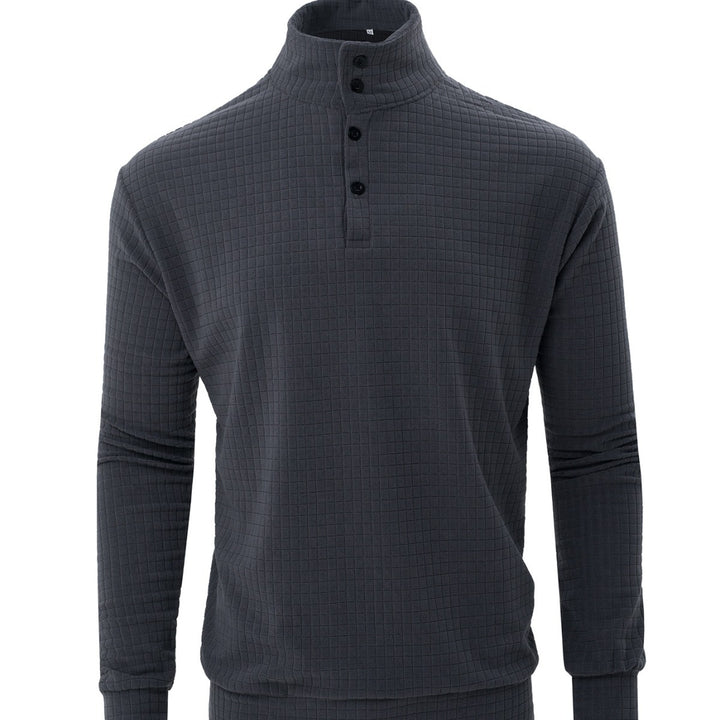 Men's Long Sleeve Polo with Structured Surface Lune London