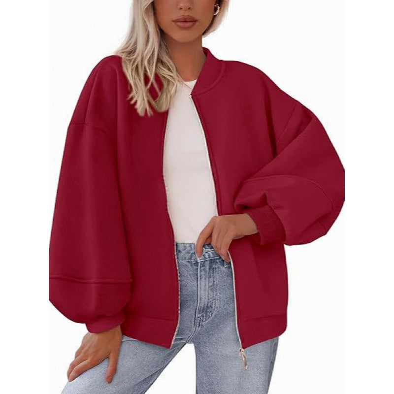 Lune London oversized casual jacket for women with zipper and balloon sleeves
