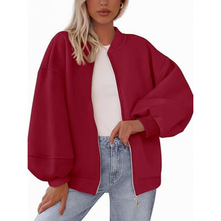Lune London oversized casual jacket for women with zipper and balloon sleeves