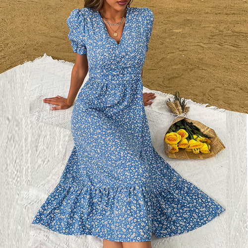 Floral wrap dress for women with ruffles Amarae