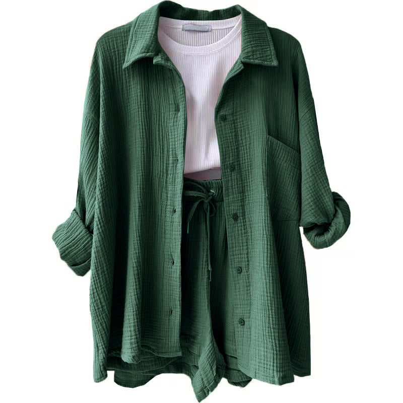 Women Casual Comfort Set Made of Shorts and Oversized Shirt Lune London
